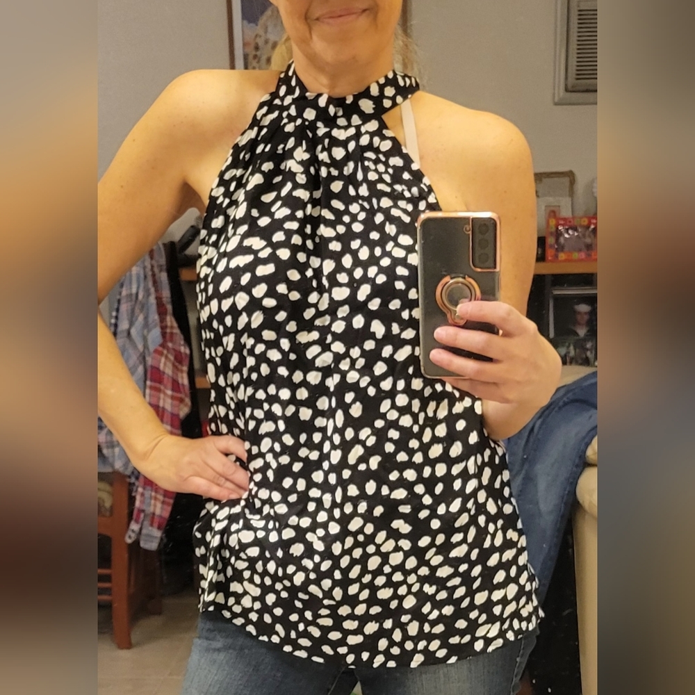 Black and White Halter Style Top from Shein Size Large